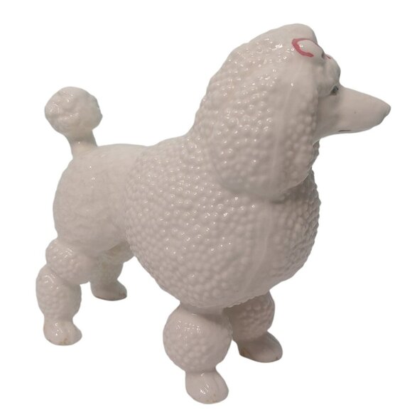 Vintage MCM French Poodle Figurine Ceramic Marked 98 White Red Bow READ - Picture 5 of 12